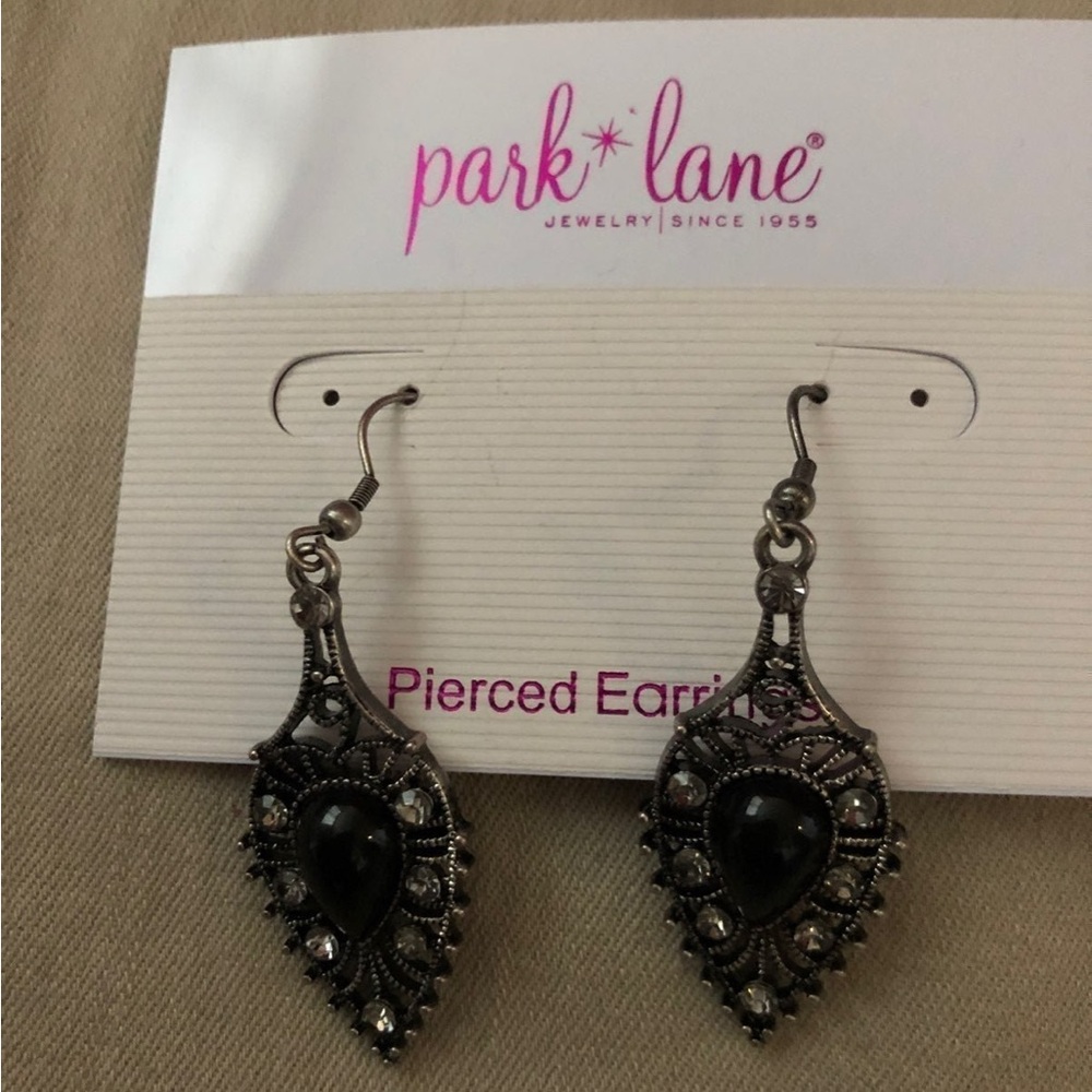 Park Lane Ornate Black and Silver Earrings